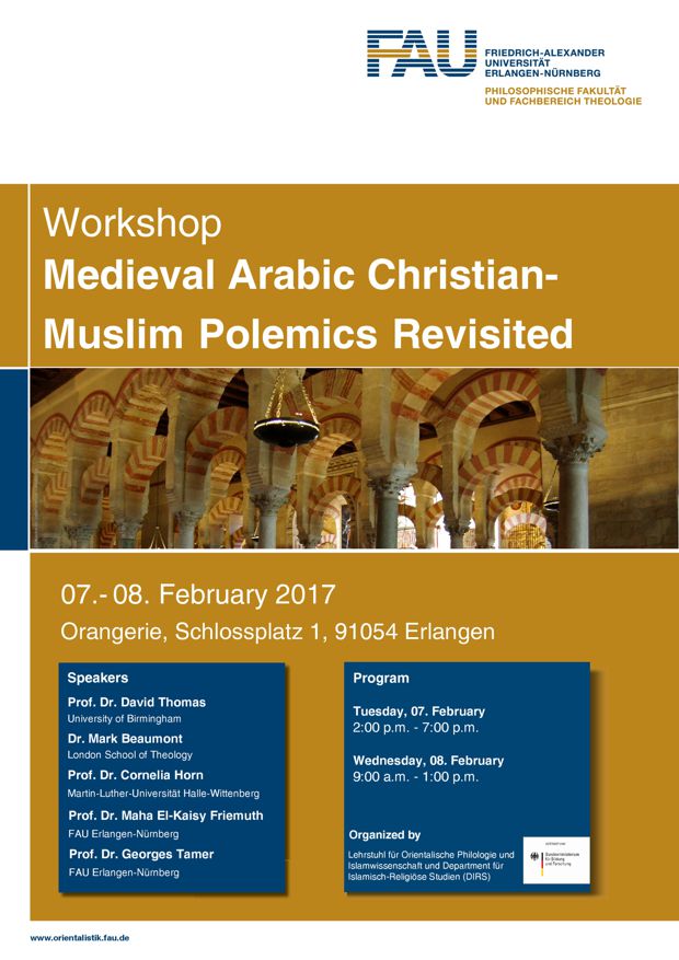 Zum Artikel "Workshop „Medieval Arabic Christian-Muslim Polemics Revisited“"