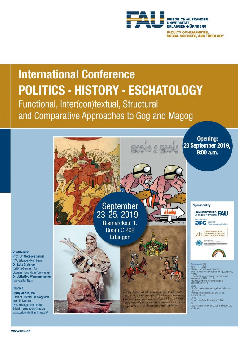 International Conference Politics History Eschatology Functional, Inter(con)textual, Structural an Comparativ Approaches to Gog and Magog, 23.-25. September 2019